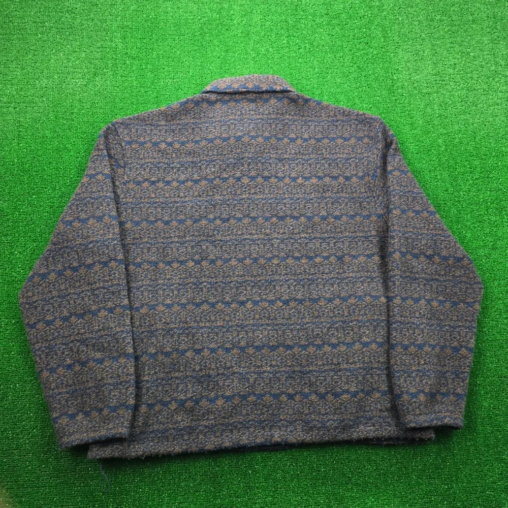 J Crew Sweater Mens 2XL Geometric‎ Wool Blend Fleece 1/4 Snap Collar Pullover